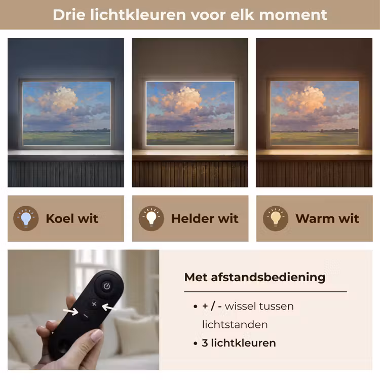 Lucht - Wolken - Landschap - Modern - Oranje Light Box met batterij (Wandlamp) middel -USP_lichtkleurNL