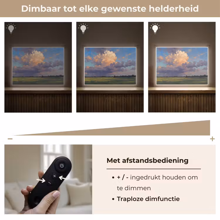 Lucht - Wolken - Landschap - Modern - Oranje Light Box met batterij (Wandlamp) middel -USP_dimbaarNL