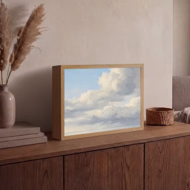 Lucht - Wolken - Natuur - Klassiek - Blauw Light Box met batterij (Wandlamp) middel -sfeer2
