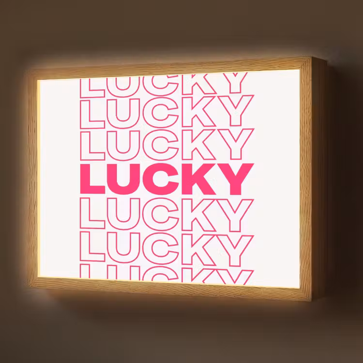 Lucky - Roze - Patroon Light Box met batterij (Wandlamp) middel -z3d_website