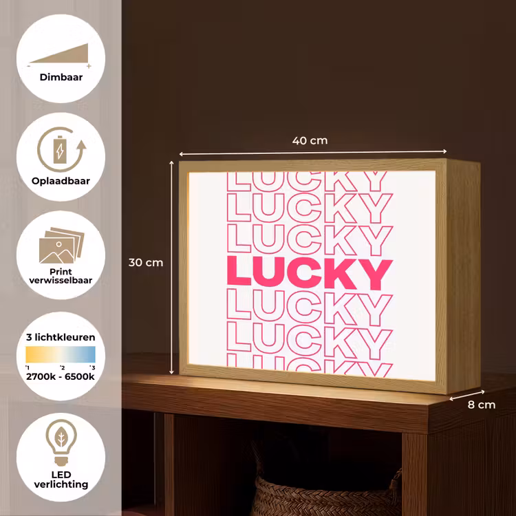 Lucky - Roze - Patroon Light Box met batterij (Wandlamp) middel -USP_websiteoverzichtNL