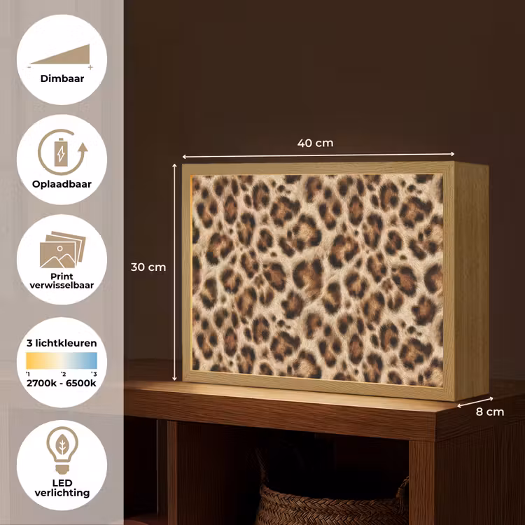 Luipaard - Vacht - Bruin Light Box met batterij (Wandlamp) middel 907 -USP_websiteoverzichtNL