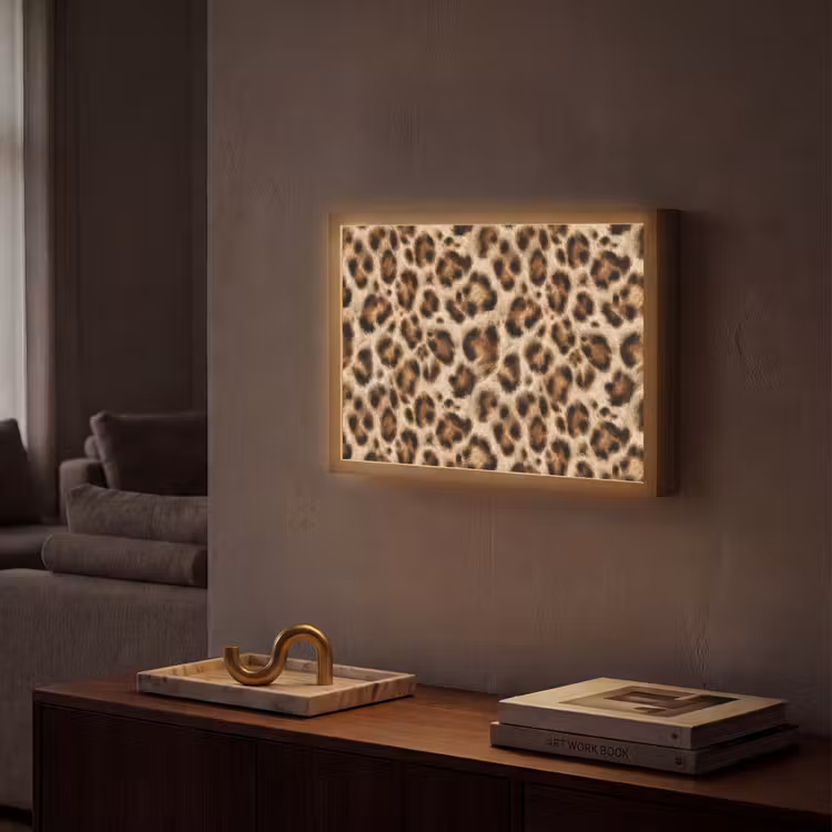 Luipaard - Vacht - Bruin Light Box met batterij (Wandlamp) middel 907 -sfeer1
