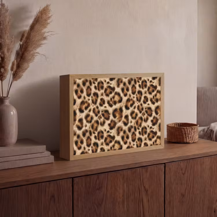 Luipaard - Vacht - Bruin Light Box met batterij (Wandlamp) middel 907 -sfeer2