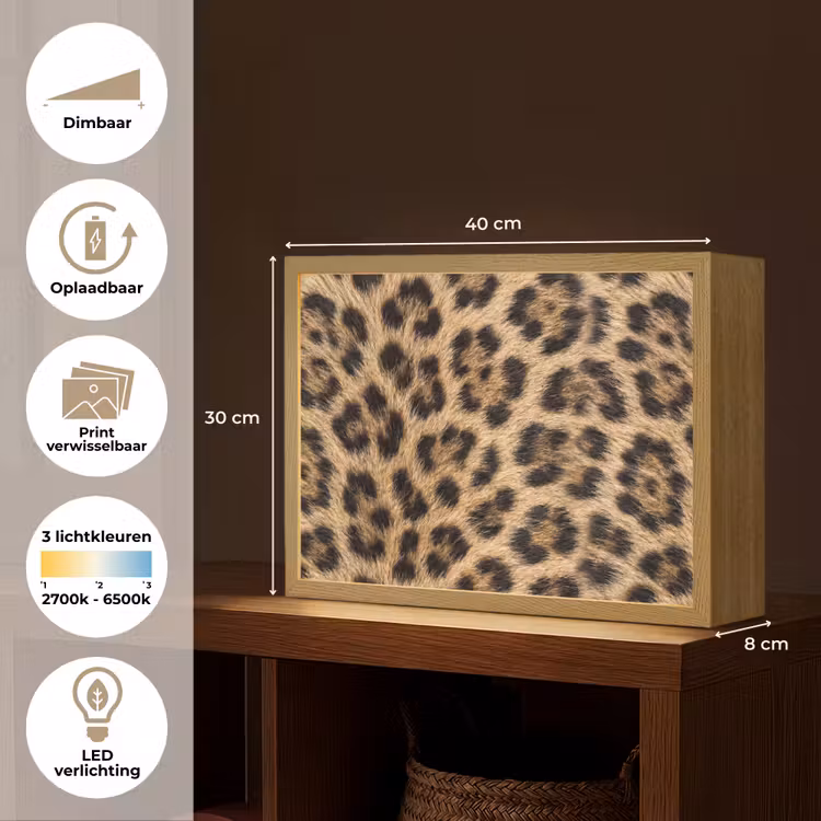 Luipaard - Vacht - Klassiek - Bruin Light Box met batterij (Wandlamp) middel -USP_websiteoverzichtNL