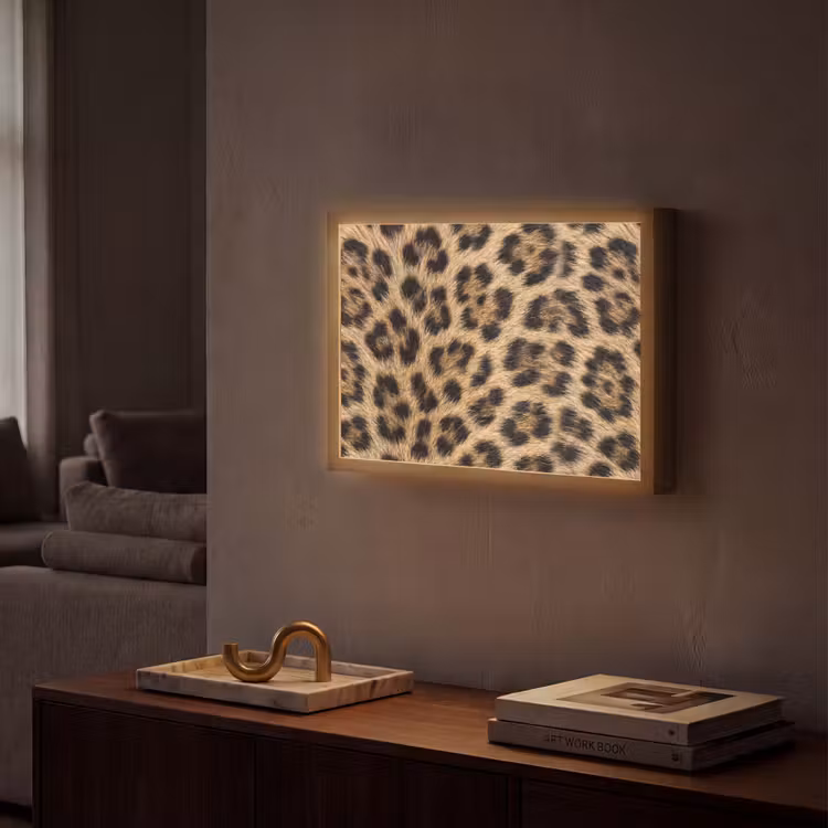 Luipaard - Vacht - Klassiek - Bruin Light Box met batterij (Wandlamp) middel -sfeer1