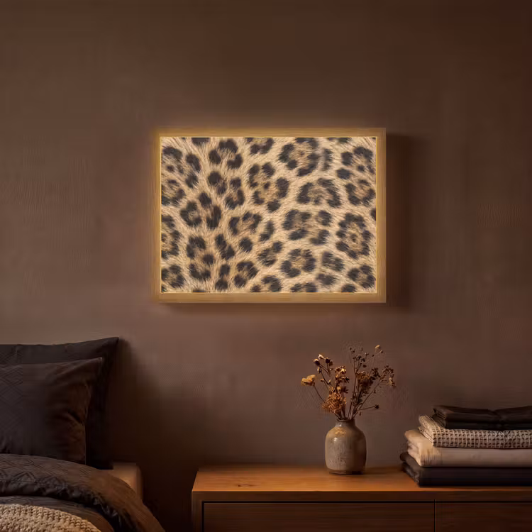 Luipaard - Vacht - Klassiek - Bruin Light Box met batterij (Wandlamp) middel -sfeer4