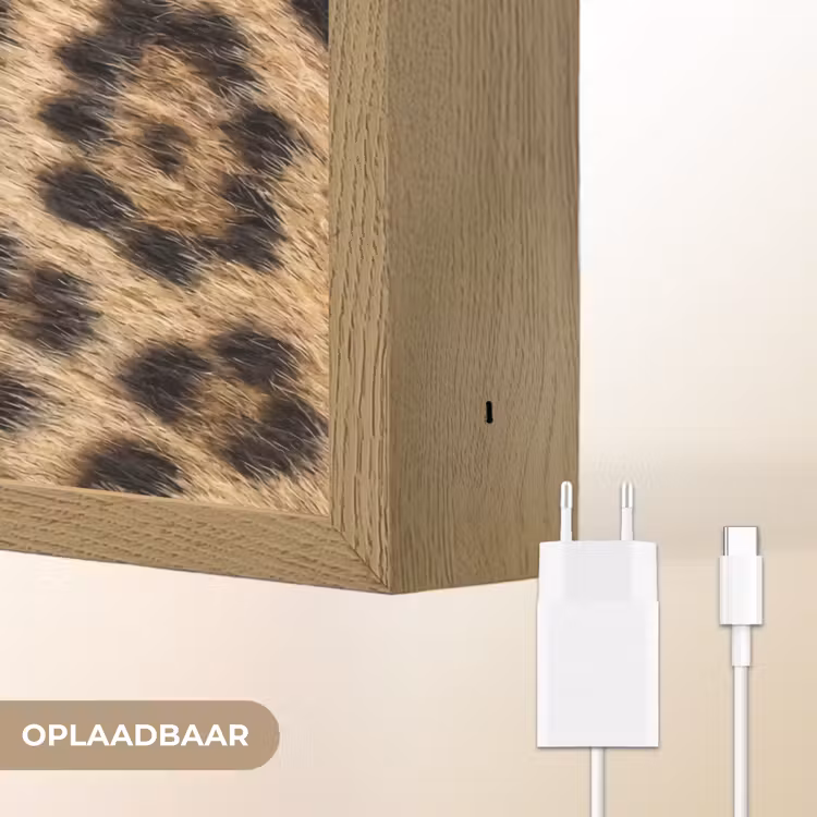 Luipaard - Vacht - Klassiek - Bruin Light Box met batterij (Wandlamp) middel -USP_websiteoplaadbaarNL