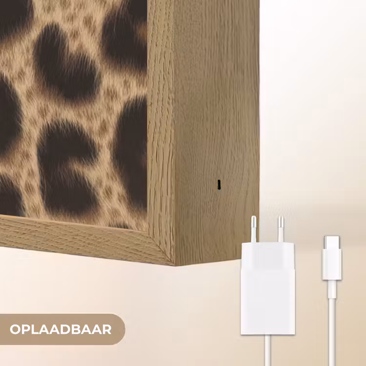 Luipaardprint - Bruin - Courage - Sierlijk Light Box met batterij (Wandlamp) middel -USP_websiteoplaadbaarNL