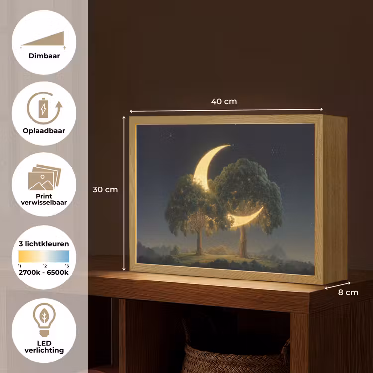 Maan - Bomen - Rust Light Box met batterij (Wandlamp) middel -USP_websiteoverzichtNL