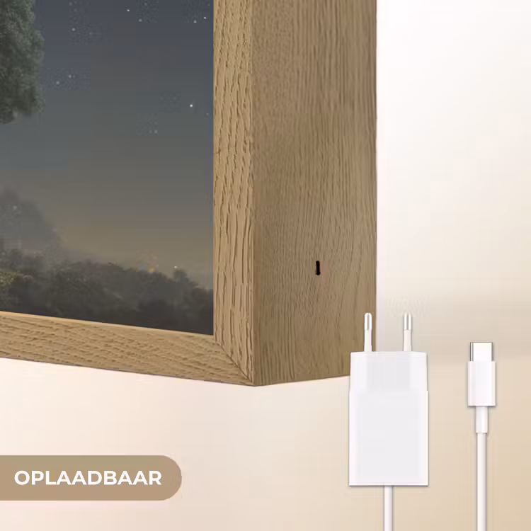 Maan - Bomen - Rust Light Box met batterij (Wandlamp) middel -USP_websiteoplaadbaarNL