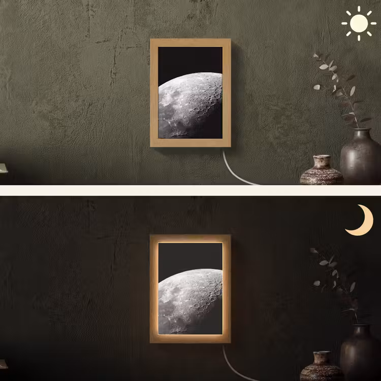 Lightbox - Wandlamp - Maan - Kraters - Ruimte - Maan - Kraters - Ruimte Light Box met kabel (Wandlamp) klein