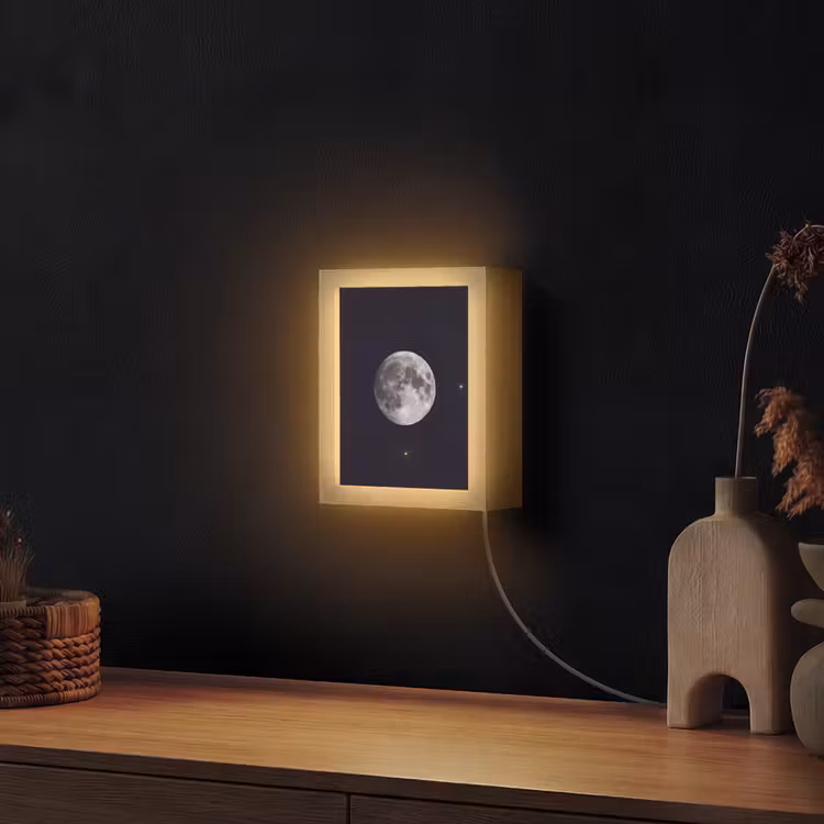 Lightbox - Wandlamp - Maan - Sterren - Ruimte - Maan - Sterren - Ruimte Light Box met kabel (Wandlamp) klein