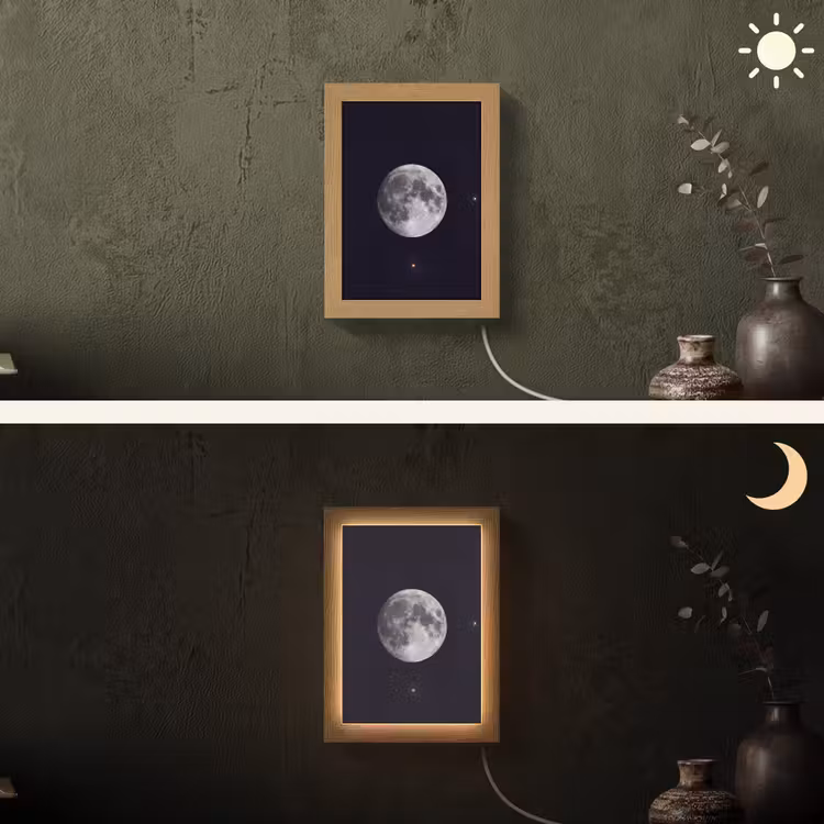Lightbox - Wandlamp - Maan - Sterren - Ruimte - Maan - Sterren - Ruimte Light Box met kabel (Wandlamp) klein