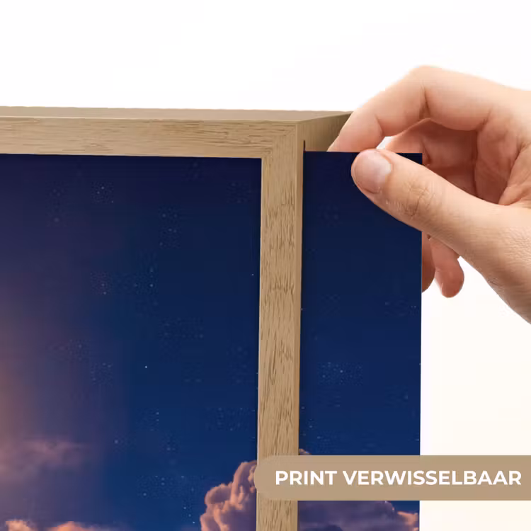 Maan - Wolken - Nacht - Oranje Light Box met batterij (Wandlamp) middel -USP_websiteprintNL