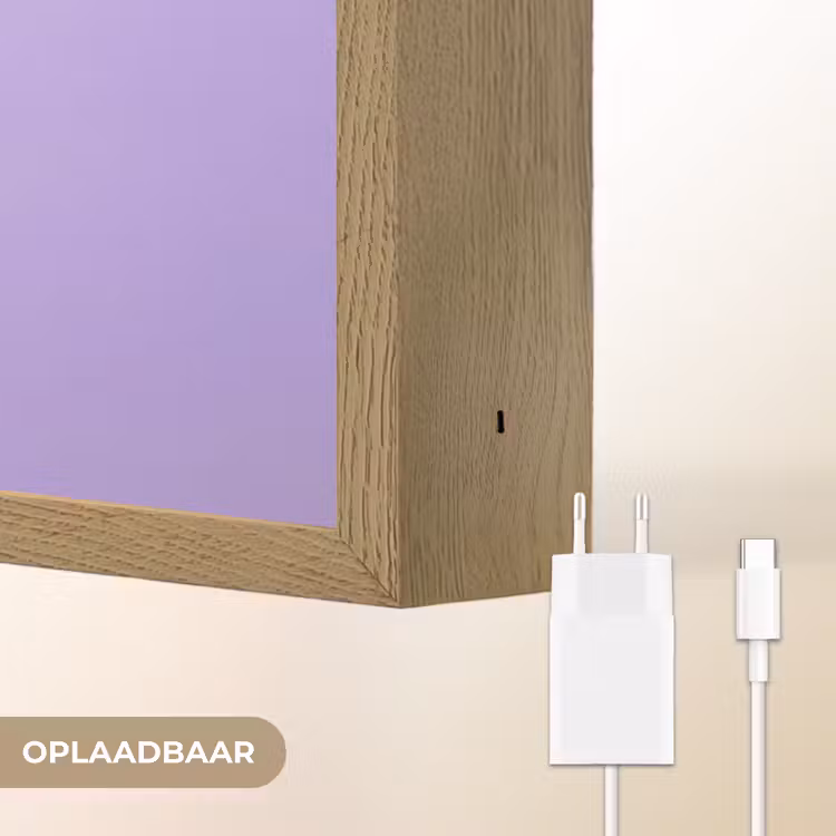 Maandag - Mok - Koffie - Paars Light Box met batterij (Wandlamp) middel -USP_websiteoplaadbaarNL
