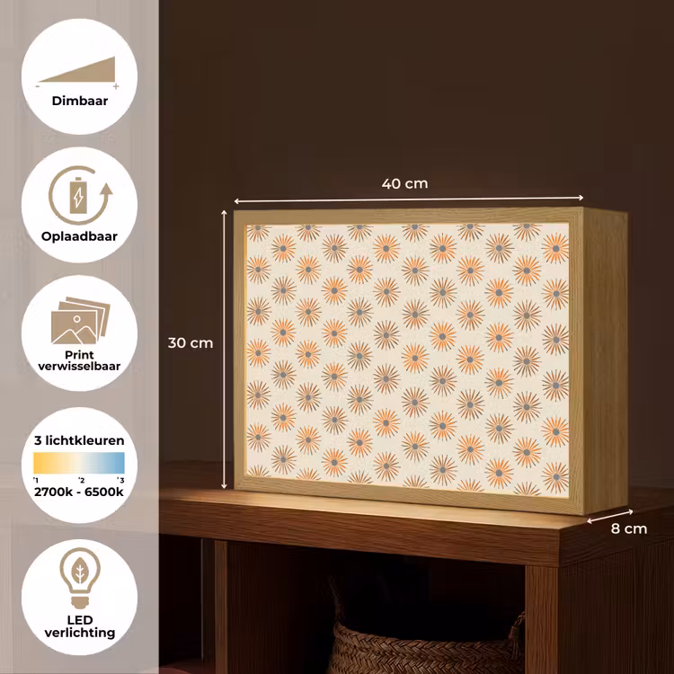 Madelief - Patroon - Oranje Light Box met batterij (Wandlamp) middel 907 -USP_websiteoverzichtNL