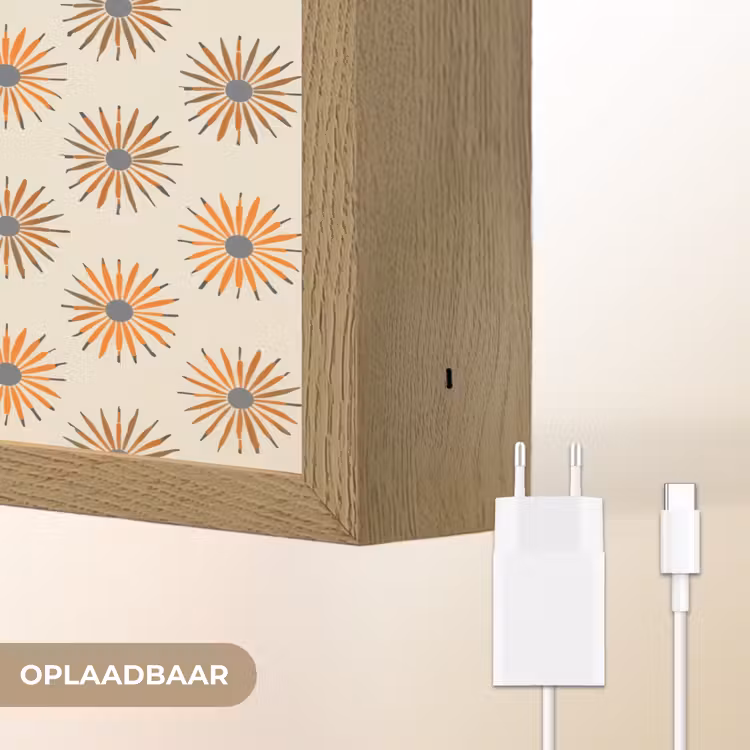 Madelief - Patroon - Oranje Light Box met batterij (Wandlamp) middel 907 -USP_websiteoplaadbaarNL