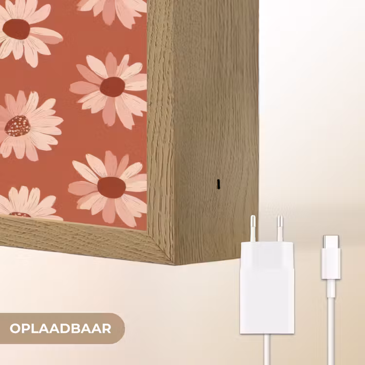 Madelief - Retro - Terracotta Light Box met batterij (Wandlamp) middel 907 -USP_websiteoplaadbaarNL