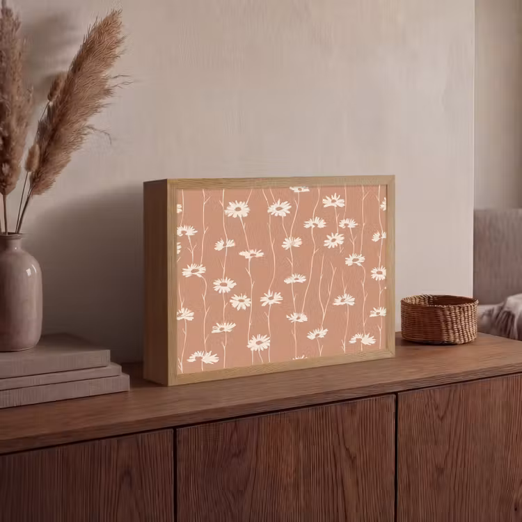 Madeliefjes - Subtiel - Terracotta Light Box met batterij (Wandlamp) middel 907 -sfeer2