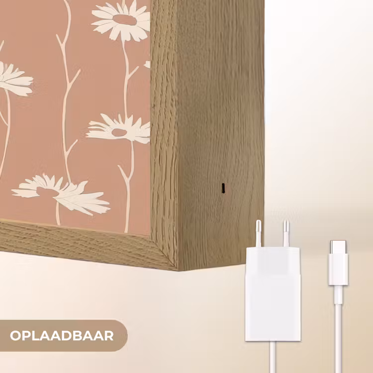 Madeliefjes - Subtiel - Terracotta Light Box met batterij (Wandlamp) middel 907 -USP_websiteoplaadbaarNL