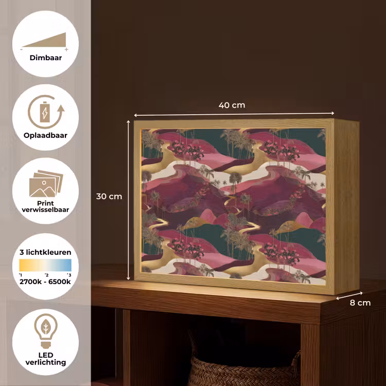 Magisch - Palmbomen - Goud Light Box met batterij (Wandlamp) middel 907 -USP_websiteoverzichtNL