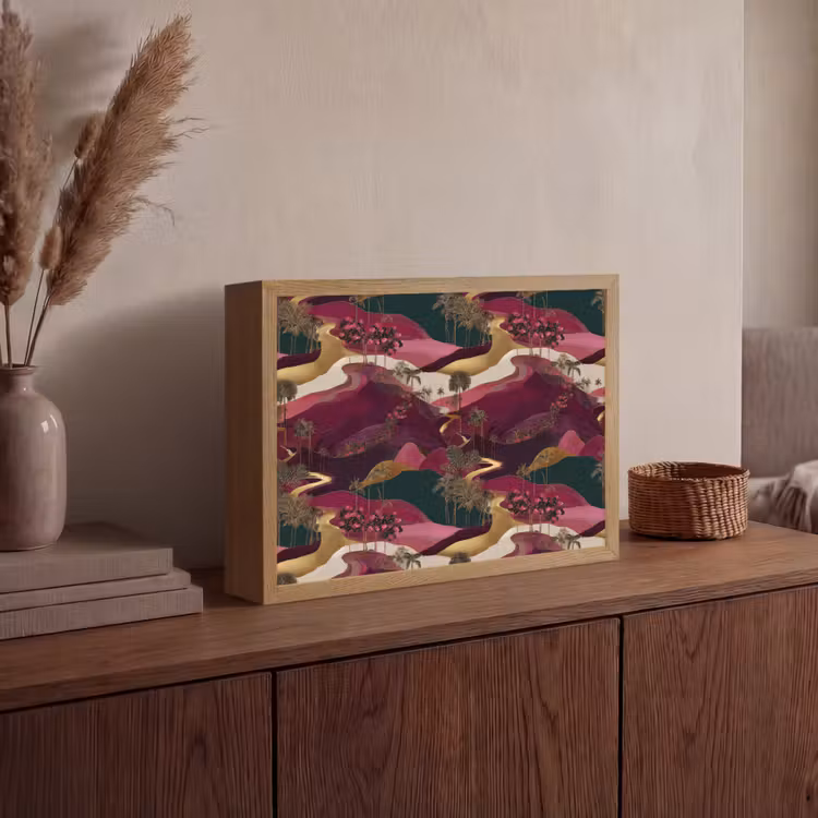 Magisch - Palmbomen - Goud Light Box met batterij (Wandlamp) middel 907 -sfeer2
