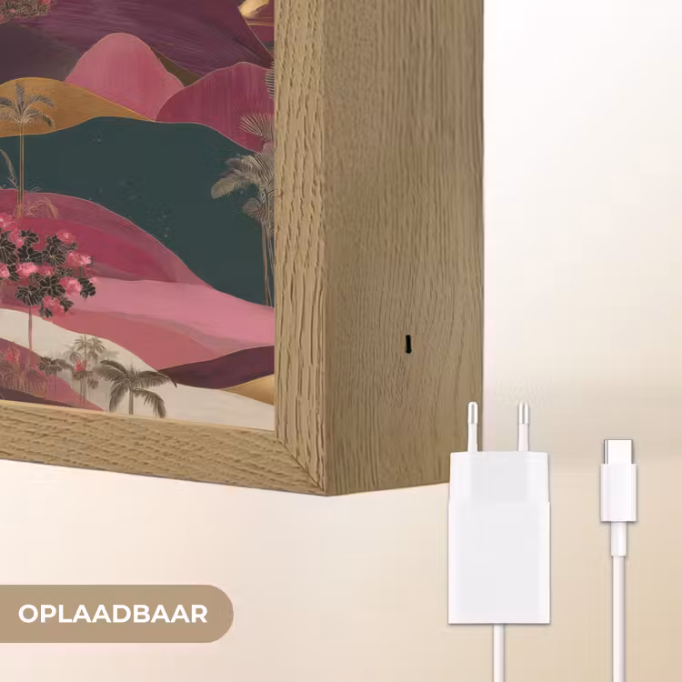 Magisch - Palmbomen - Goud Light Box met batterij (Wandlamp) middel 907 -USP_websiteoplaadbaarNL