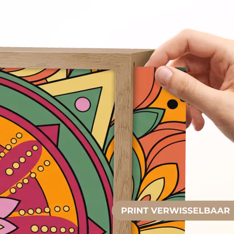 Mandala - Bloemen - Abstract - Kleurrijk Light Box met batterij (Wandlamp) middel -USP_websiteprintNL