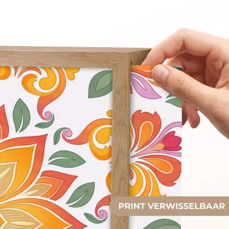 Mandala - Bloemen - Decoratie - Kleurrijk - Abstract Light Box met batterij (Wandlamp) middel -USP_websiteprintNL