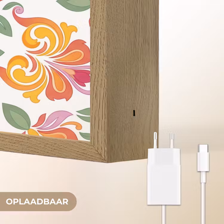 Mandala - Bloemen - Decoratie - Kleurrijk - Abstract Light Box met batterij (Wandlamp) middel -USP_websiteoplaadbaarNL