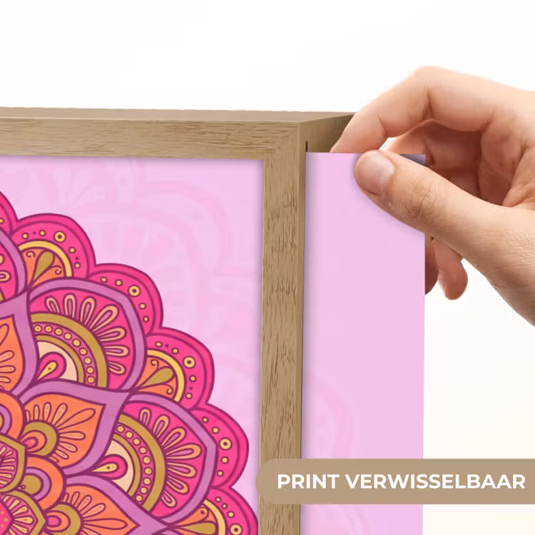 Mandala - Cirkel - Spiritueel - Oosters - Roze Light Box met batterij (Wandlamp) middel -USP_websiteprintNL