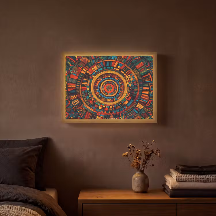 Mandala - Cirkels - Patronen Light Box met batterij (Wandlamp) middel -sfeer4