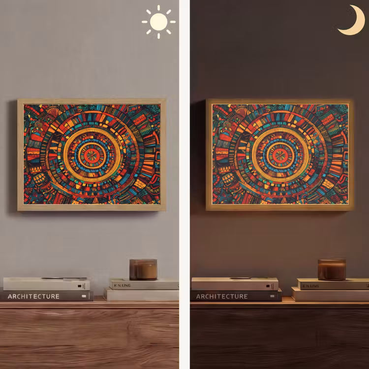 Mandala - Cirkels - Patronen Light Box met batterij (Wandlamp) middel -sfeer3