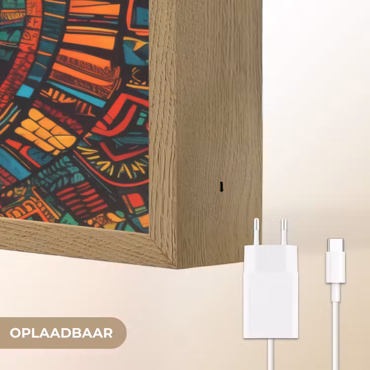 Mandala - Cirkels - Patronen Light Box met batterij (Wandlamp) middel -USP_websiteoplaadbaarNL