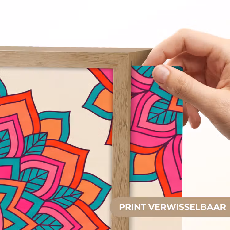 Mandala - Patroon - Abstract - Kleurrijk - Modern Light Box met batterij (Wandlamp) middel -USP_websiteprintNL