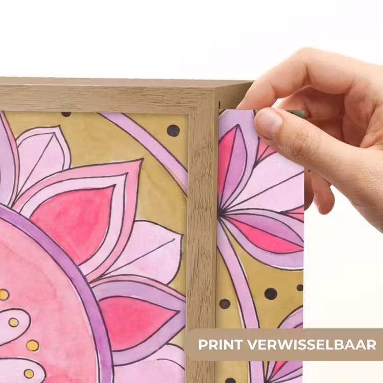 Mandala - Patroon - Kunst - Aquarel - Roze Light Box met batterij (Wandlamp) middel -USP_websiteprintNL