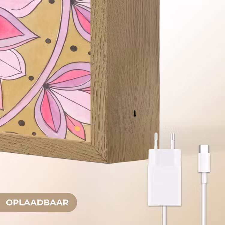 Mandala - Patroon - Kunst - Aquarel - Roze Light Box met batterij (Wandlamp) middel -USP_websiteoplaadbaarNL