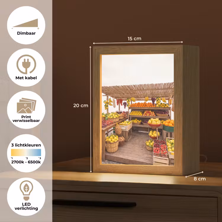 Lightbox - Wandlamp - Marktkraam - Fruit - Vers - Marktkraam - Fruit - Vers Light Box met kabel (Wandlamp) klein