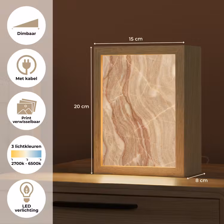 Marmer - Ader - Natuur - Abstract - Beige Light Box met kabel (Wandlamp) klein -USP_websiteoverzichtNL