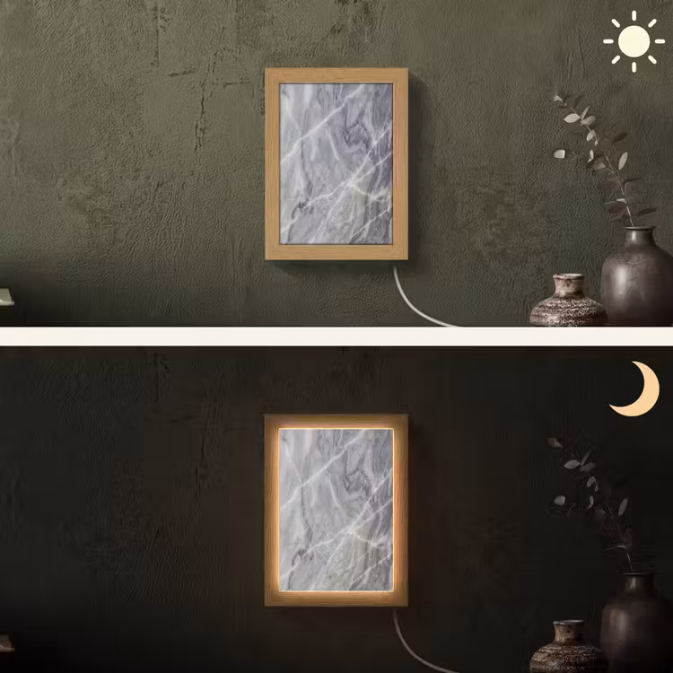 Marmer - Ader - Patroon - Abstract - Grijs Light Box met kabel (Wandlamp) klein -sfeer3
