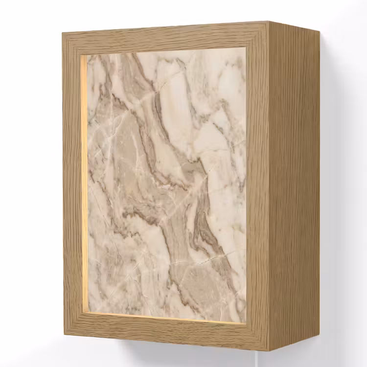 Marmer - Aderen - Textuur - Beige - Modern Light Box met kabel (Wandlamp) klein -3d