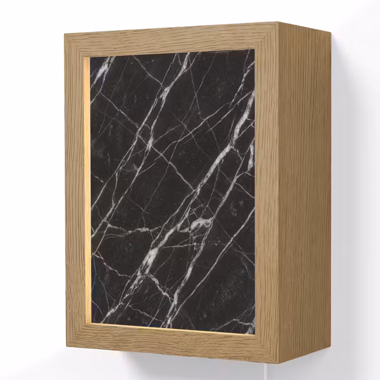 Marmer - Aders - Abstract - Zwart Light Box met kabel (Wandlamp) klein -3d