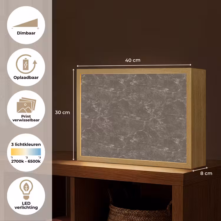 Marmer - Aders - Bruin Light Box met batterij (Wandlamp) middel 907 -USP_websiteoverzichtNL