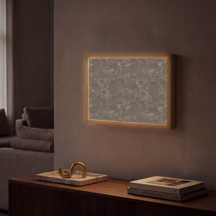 Marmer - Aders - Bruin Light Box met batterij (Wandlamp) middel 907 -sfeer1