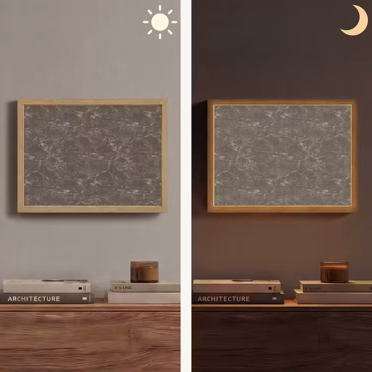 Marmer - Aders - Bruin Light Box met batterij (Wandlamp) middel 907 -sfeer3