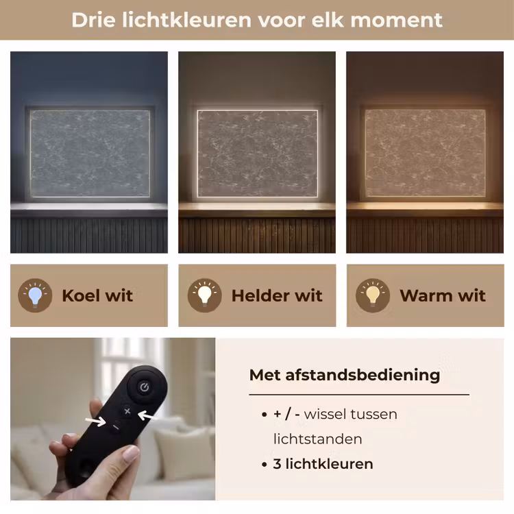 Marmer - Aders - Bruin Light Box met batterij (Wandlamp) middel 907 -USP_lichtkleurNL