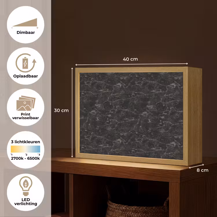 Marmer - Aders - Zwart Light Box met batterij (Wandlamp) middel 907 -USP_websiteoverzichtNL