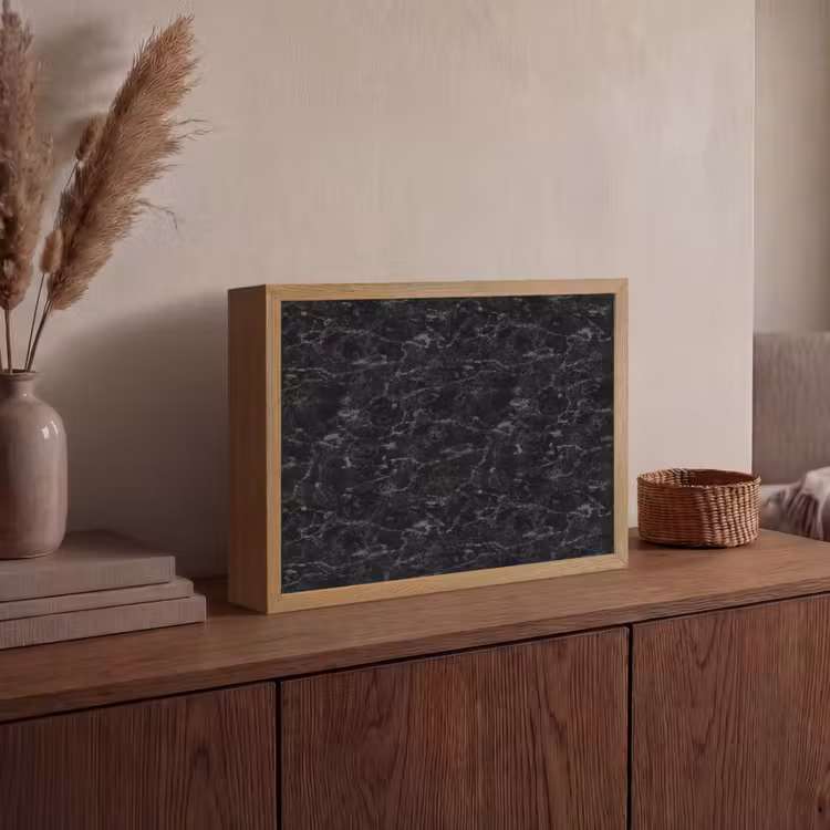 Marmer - Aders - Zwart Light Box met batterij (Wandlamp) middel 907 -sfeer2