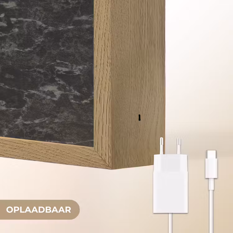 Marmer - Aders - Zwart Light Box met batterij (Wandlamp) middel 907 -USP_websiteoplaadbaarNL